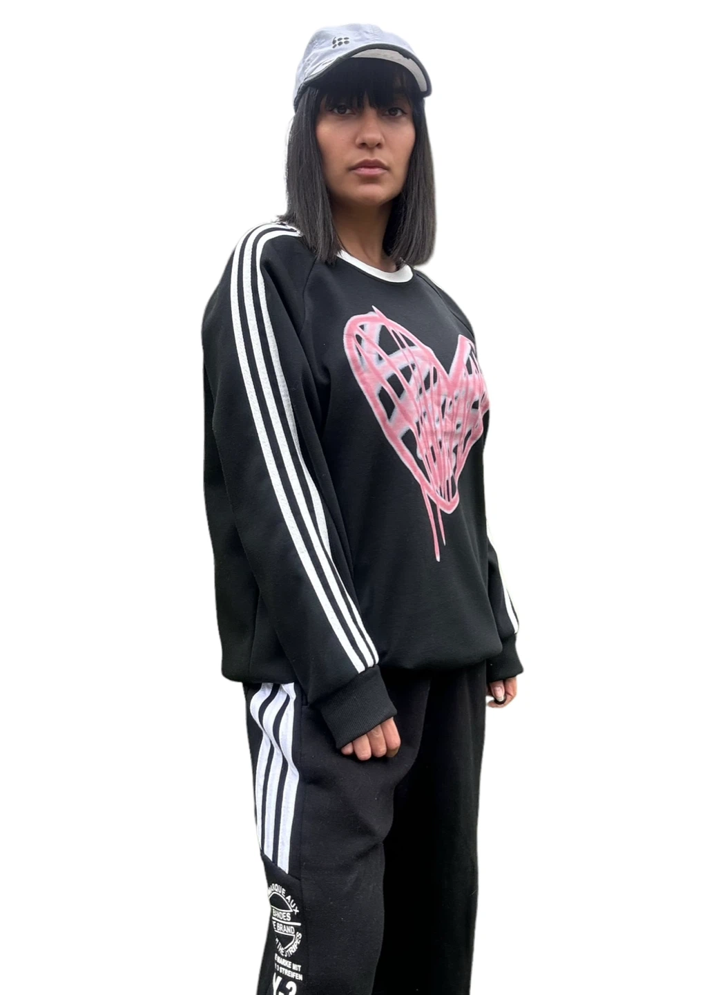 Black Crewneck Sweatshirt with Pink Heart Graphic - photo 5
