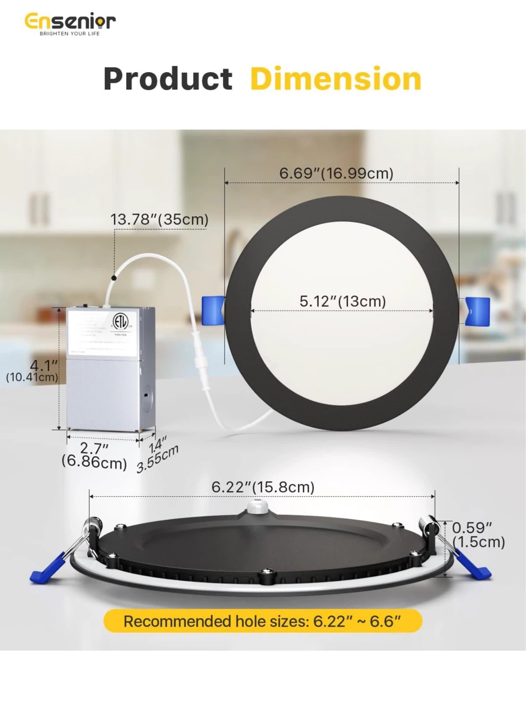 Ensenior 12 Pack 6 Inch LED Recessed Ceiling Lights 6LR - photo 2