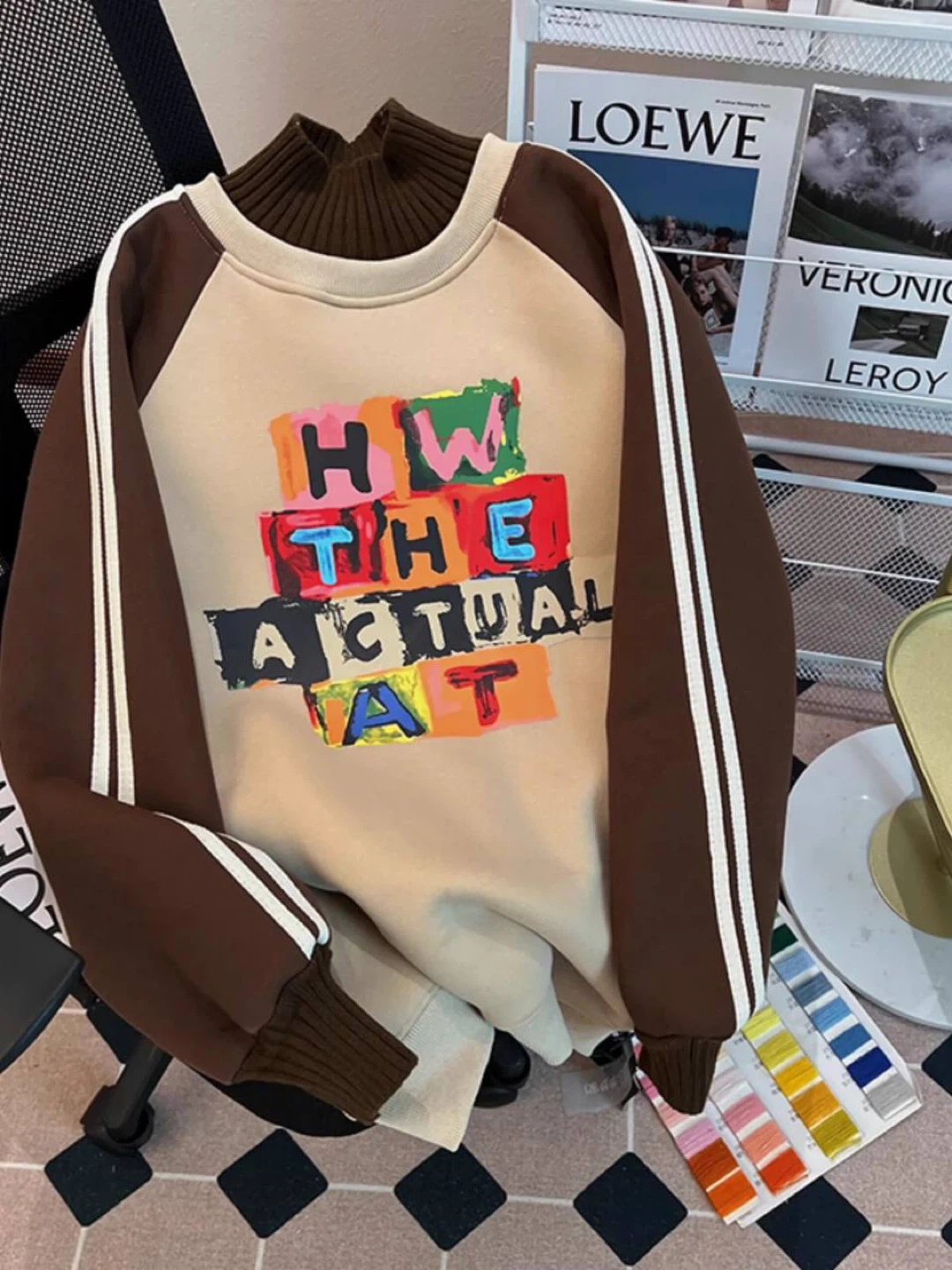 Graphic Print Mock Neck Sweatshirt - photo 2