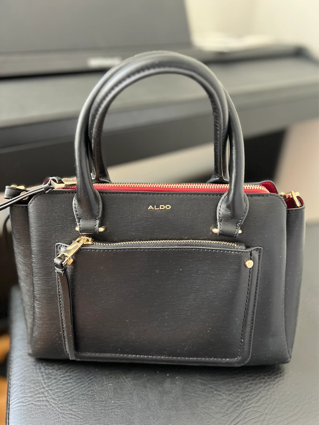 ALDO Black and Red Handbag with Coin Pouch