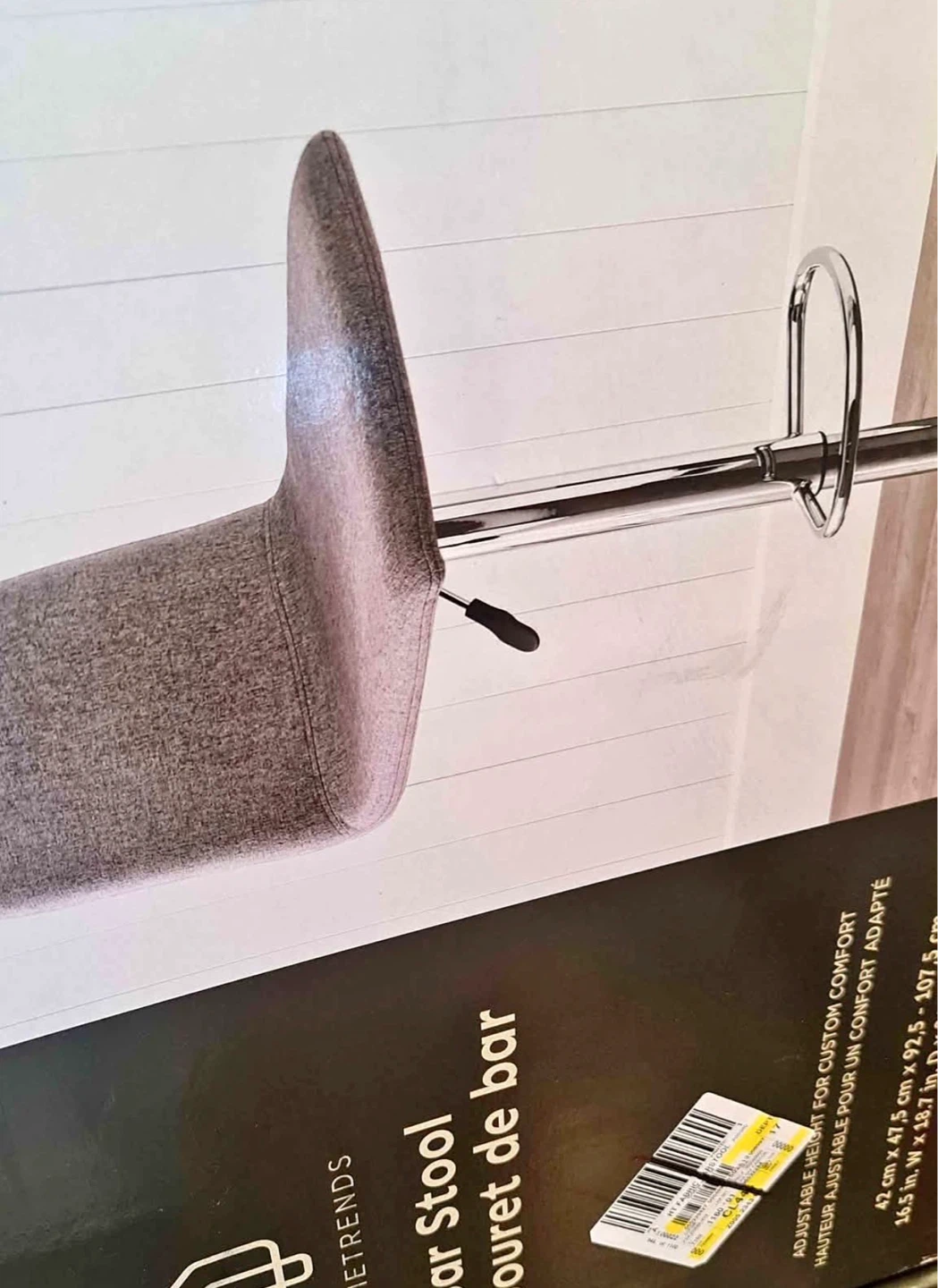 Adjustable Bar Stool - Grey Fabric