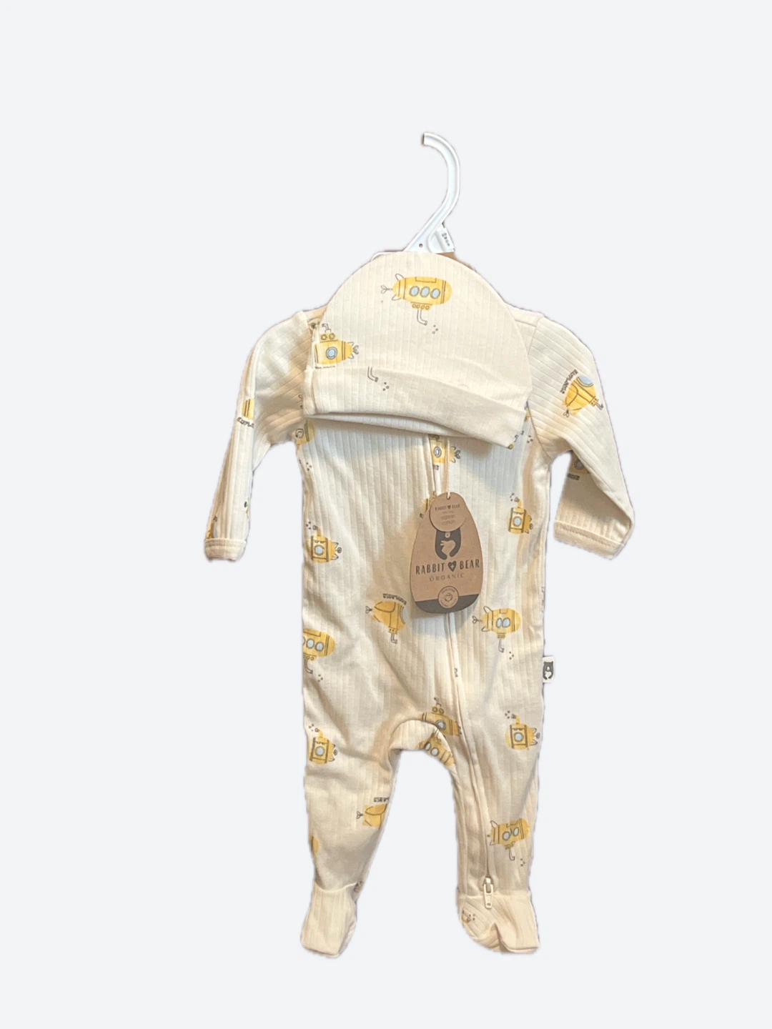 Rabbit Bear Organic Baby Sleepsuit & Hat Set