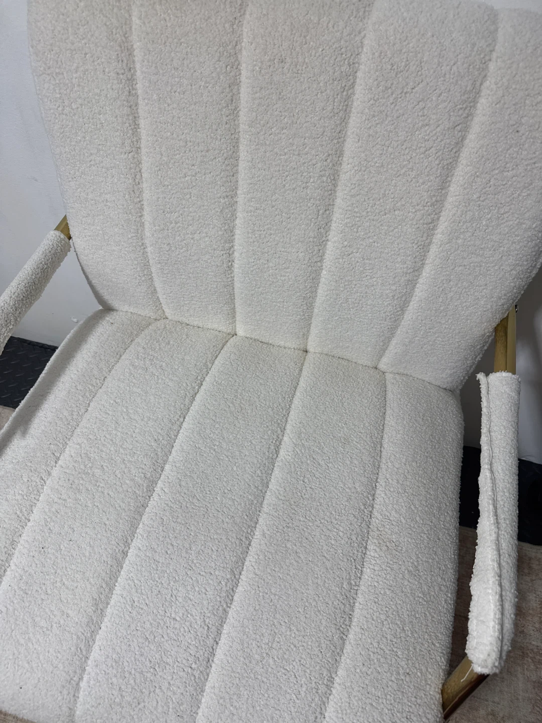 White Boucle Armchair with Gold Legs - photo 4