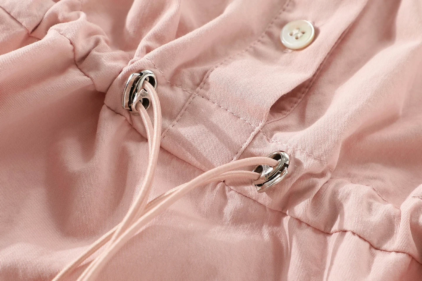 Pink Button-Up Midi Dress with Striped Scarf - photo 4