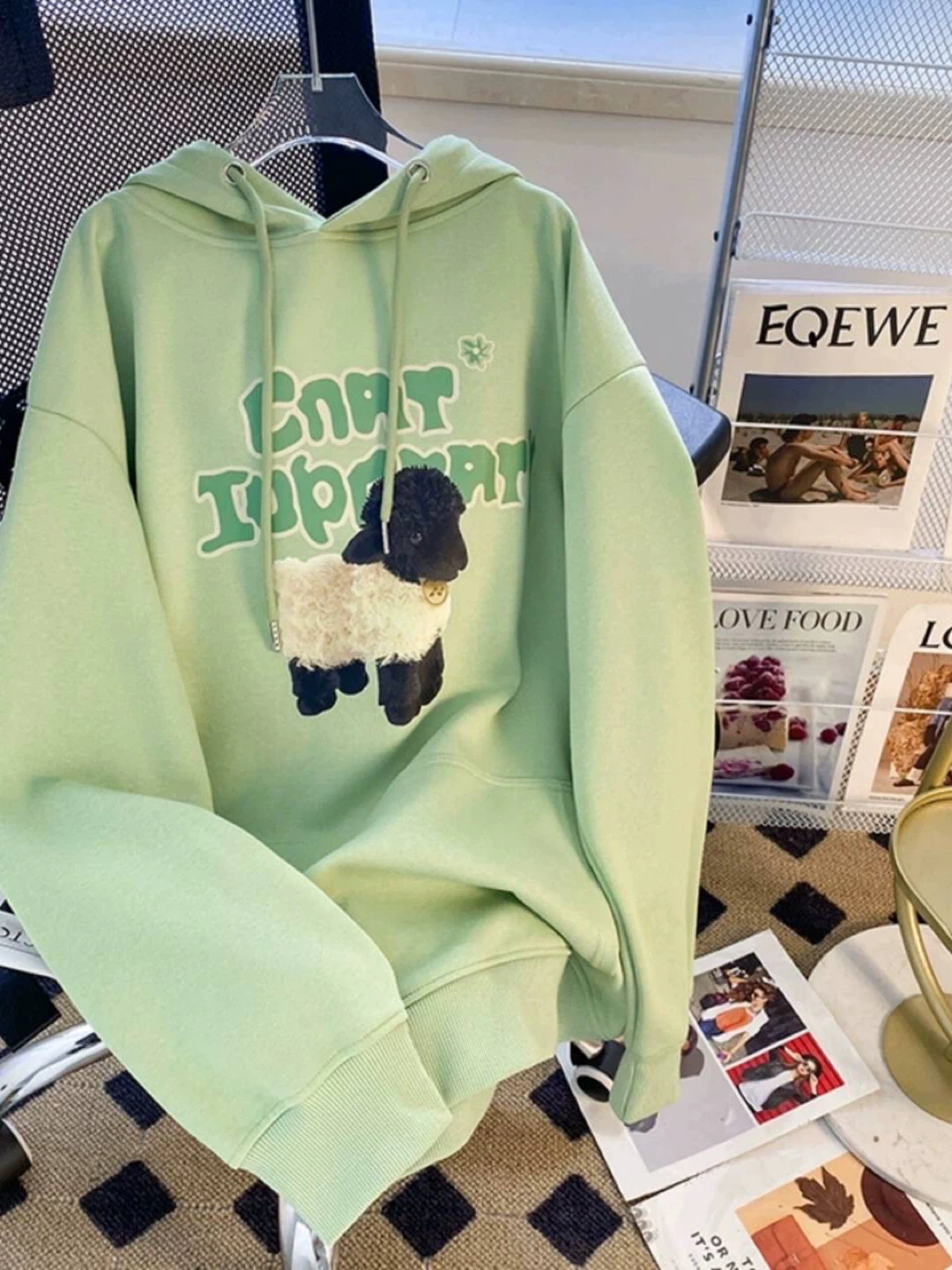 Mint Green Crewneck Sweatshirt with Ice Cream Graphic - photo 4