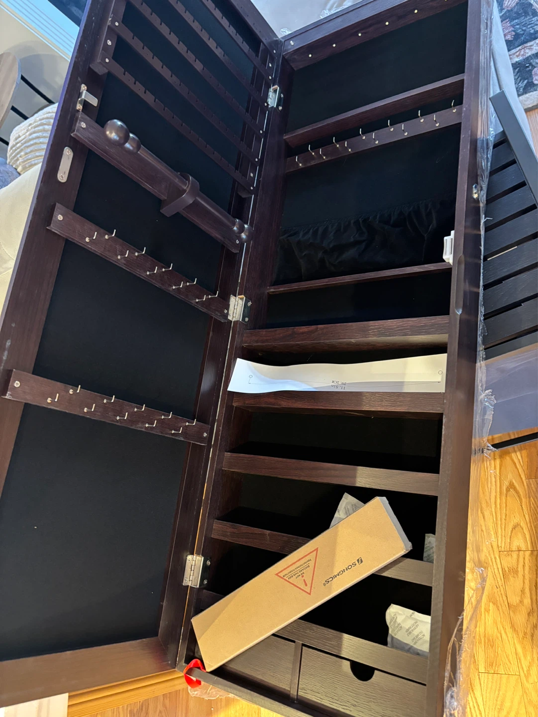Brown Jewelry Cabinet with Mirror and LED Lights - photo 3