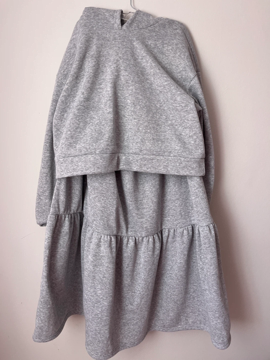 Grey Fleece Hoodie and Maxi skirt Set - Size XXL