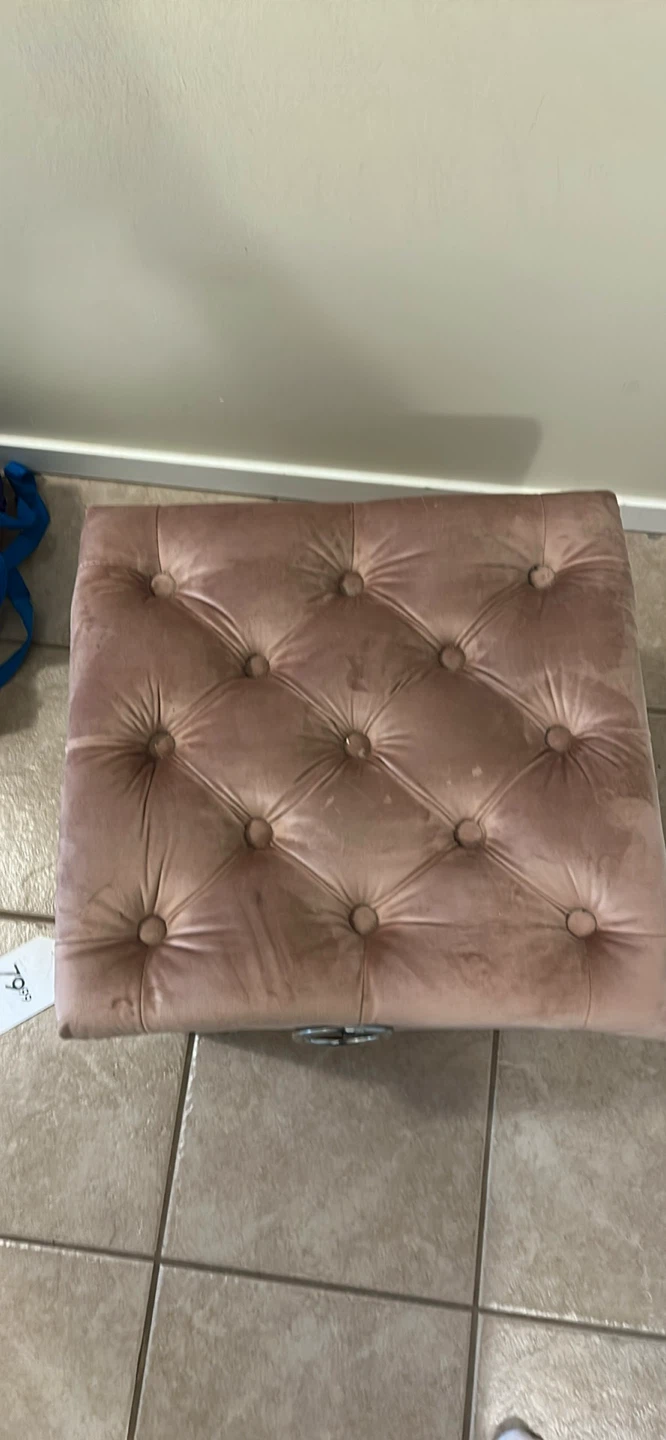 Pink Velvet Storage Ottoman with Ring Pull