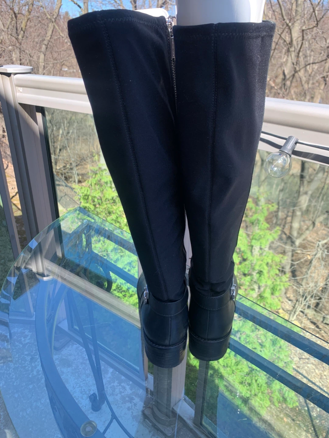 Michael Kors Black Leather & Fabric Knee-High Boots - photo 3