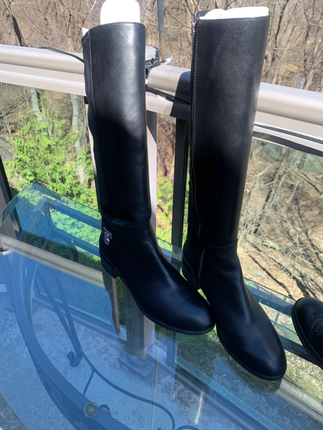 Michael Kors Black Leather & Fabric Knee-High Boots - photo 4