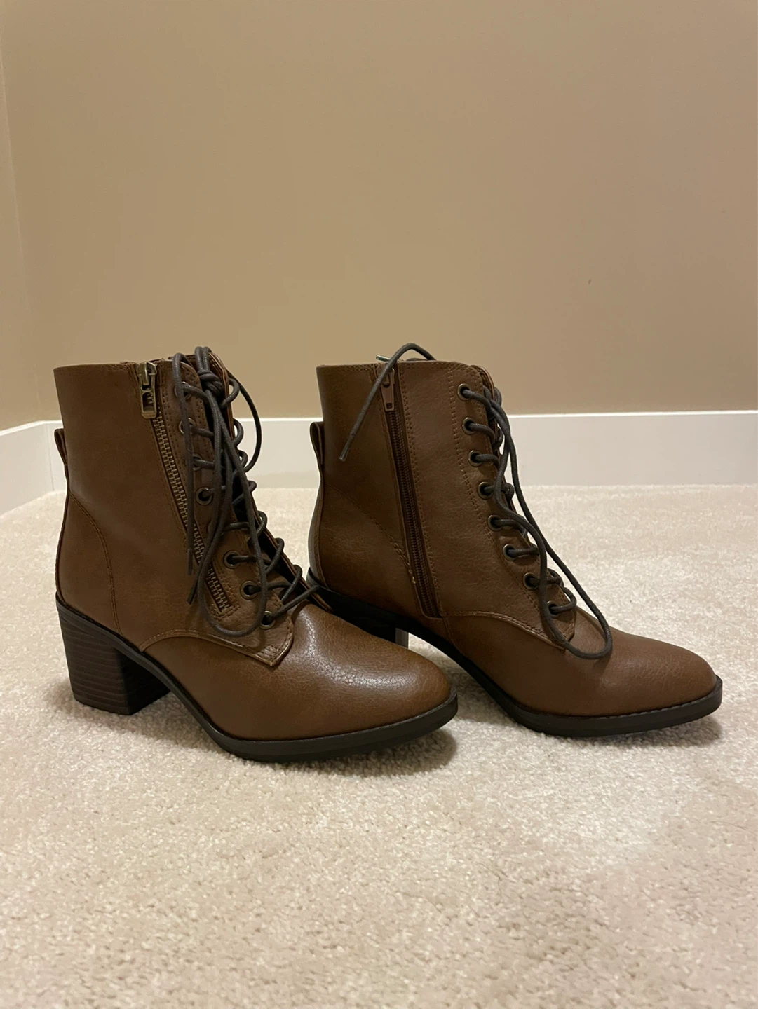 Call It Spring Brown Vegan Lace-Up Combat Boots - photo 4