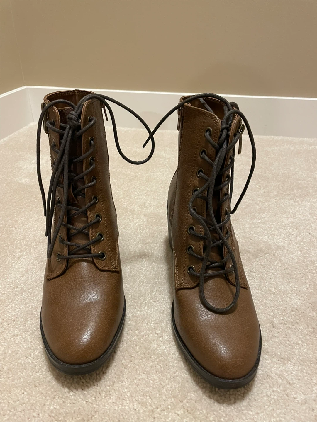Call It Spring Brown Vegan Lace-Up Combat Boots - photo 2