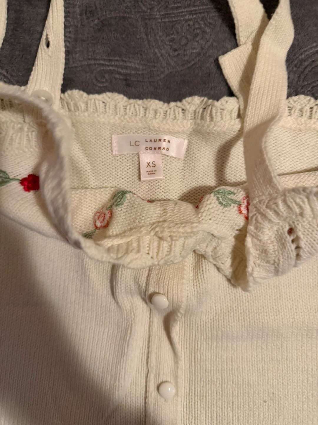 LC Lauren Conrad White Embroidered Cami Sweater - photo 2
