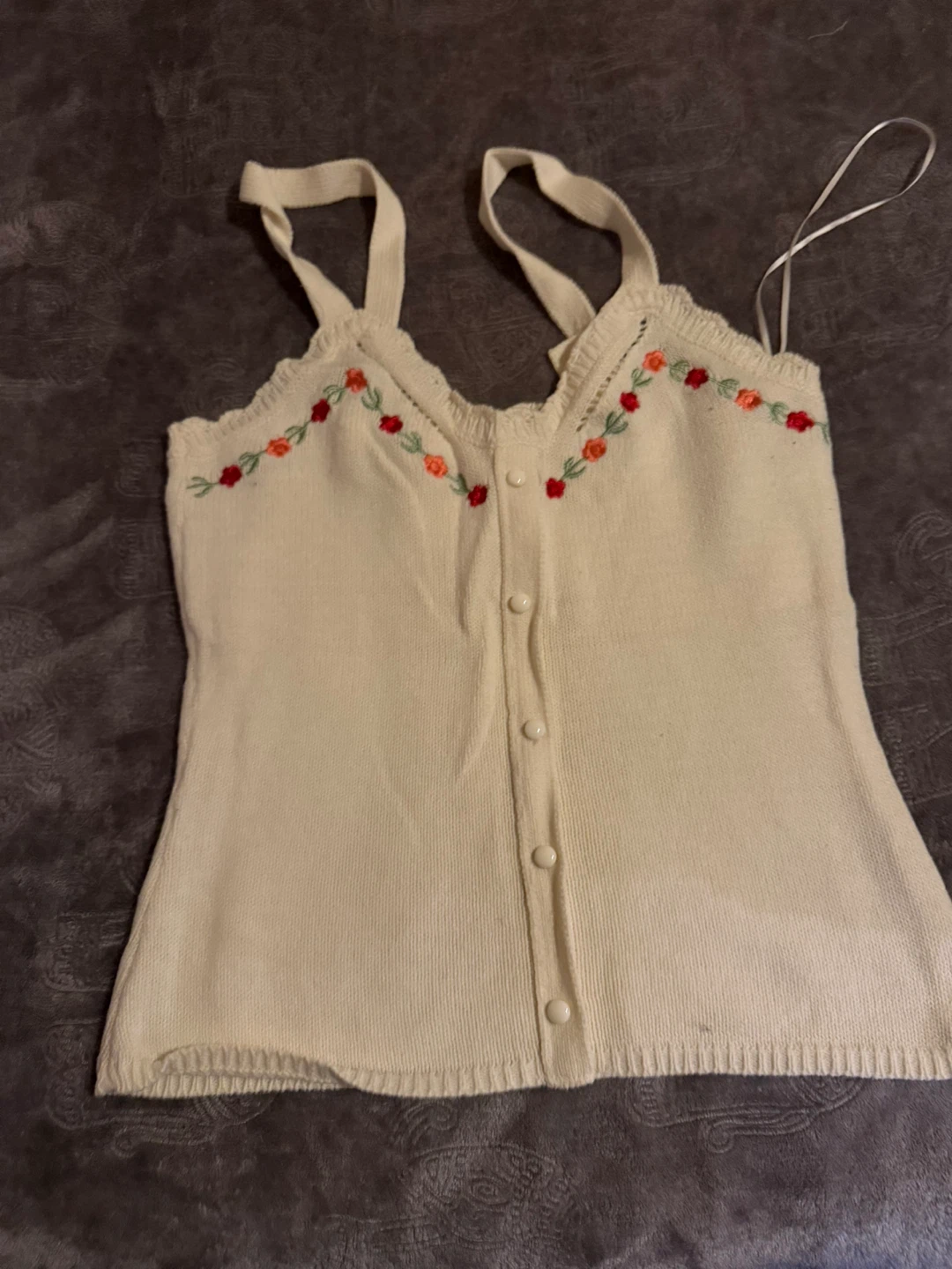 LC Lauren Conrad White Embroidered Cami Sweater