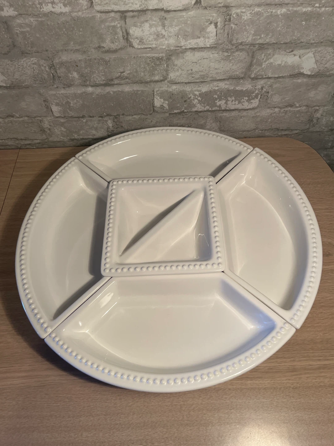 White 5-Piece Chip and Dip Serving Platter Set