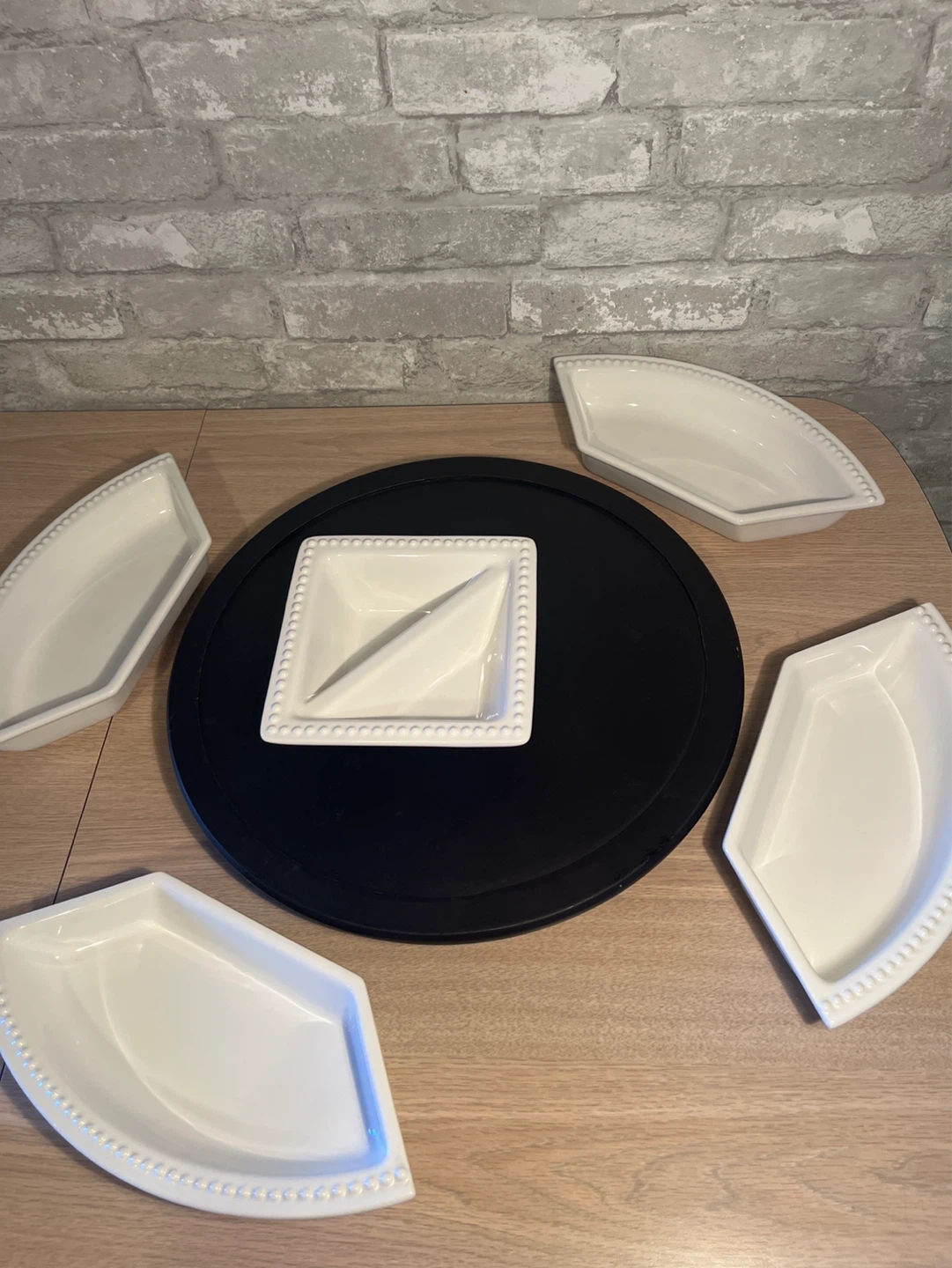 White 5-Piece Chip and Dip Serving Platter Set - photo 2