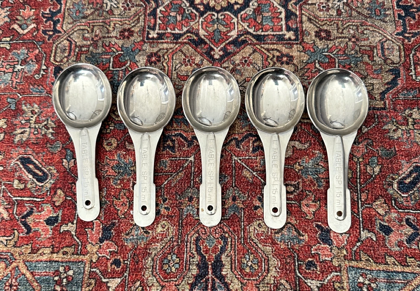 Set of 5 Stainless Steel Tablespoon Measuring Spoons - 15ml