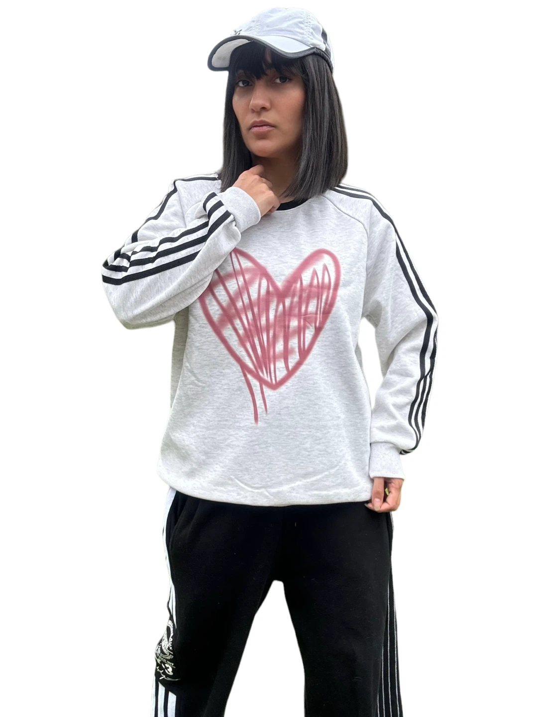 Black Crewneck Sweatshirt with Pink Heart Graphic - photo 5