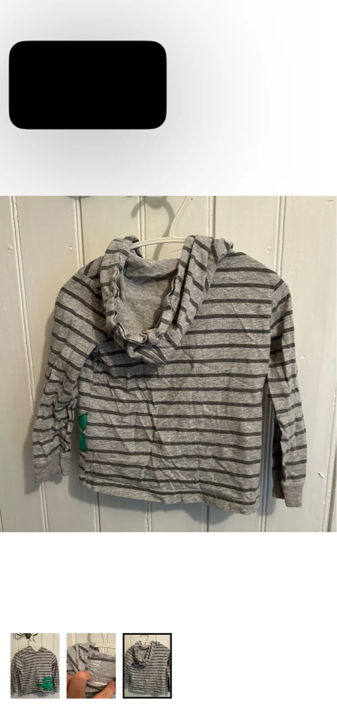 Child of Mine by Carter's Grey Striped Dinosaur Hoodie - 24M - photo 3
