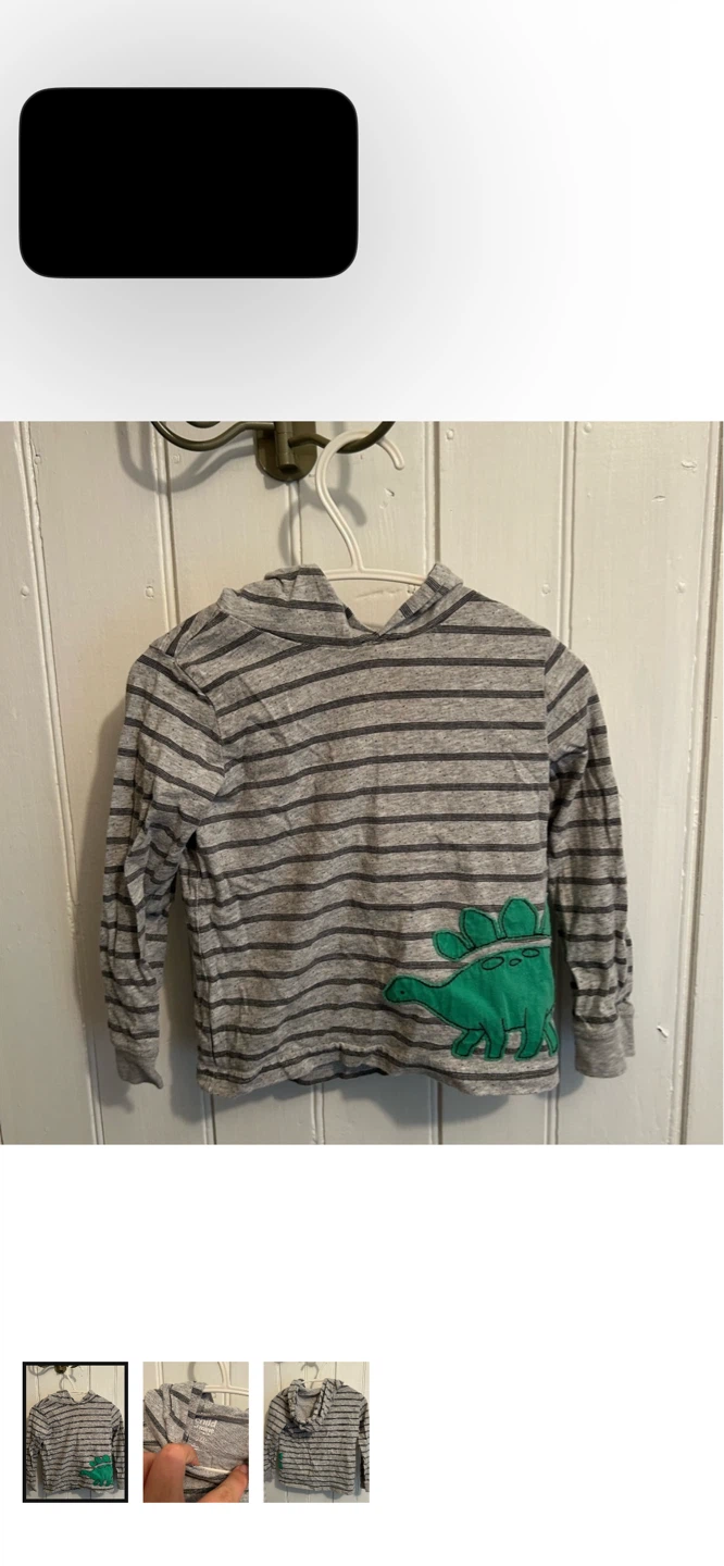 Child of Mine by Carter's Grey Striped Dinosaur Hoodie - 24M