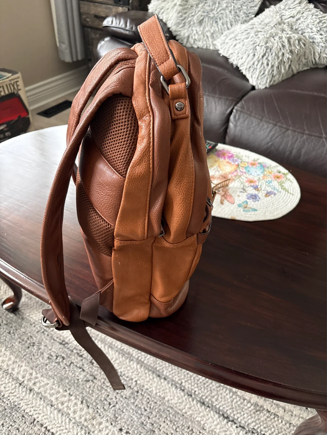 Brown Faux Leather Backpack - photo 2