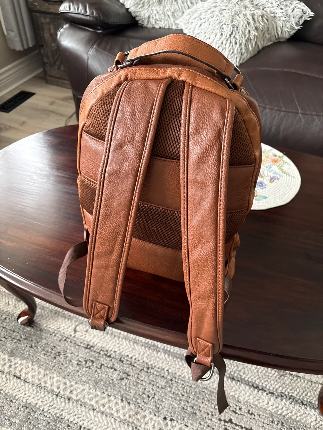 Brown Faux Leather Backpack - photo 3