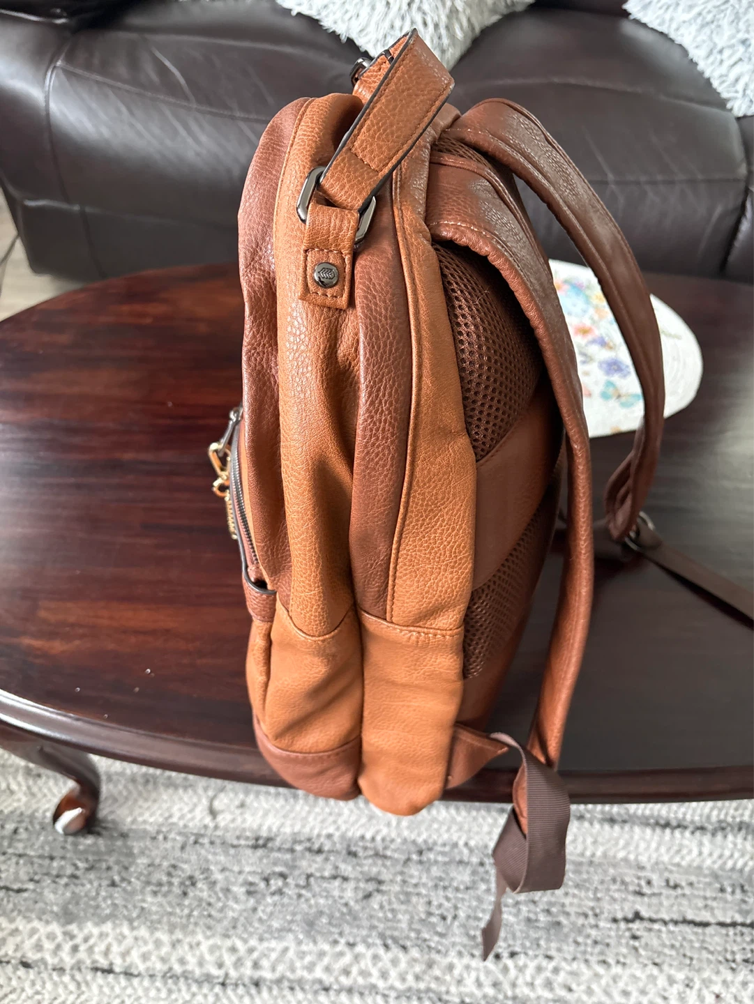 Brown Faux Leather Backpack - photo 4