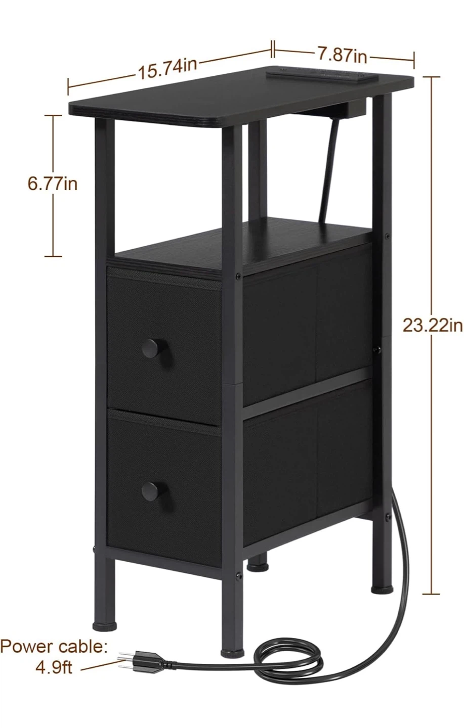 Narrow Side Table with 2 Drawers and Built-in Power - photo 2