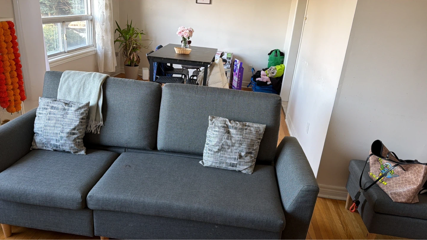 Grey Sofa with Ottoman