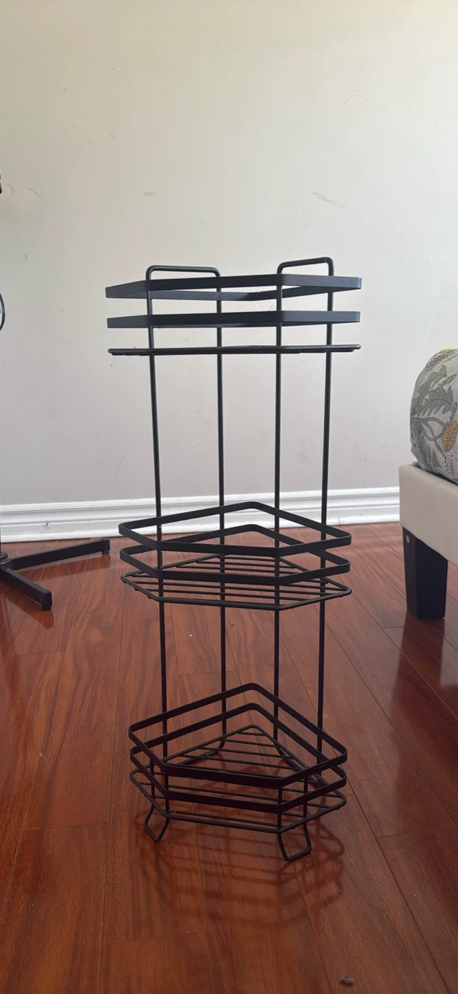 Black Metal 3-Tier Corner Shelf Unit