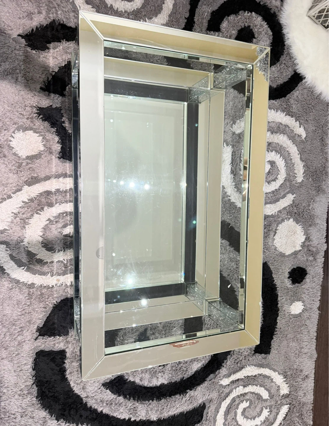 Mirrored Coffee Table with Crystal Accents
