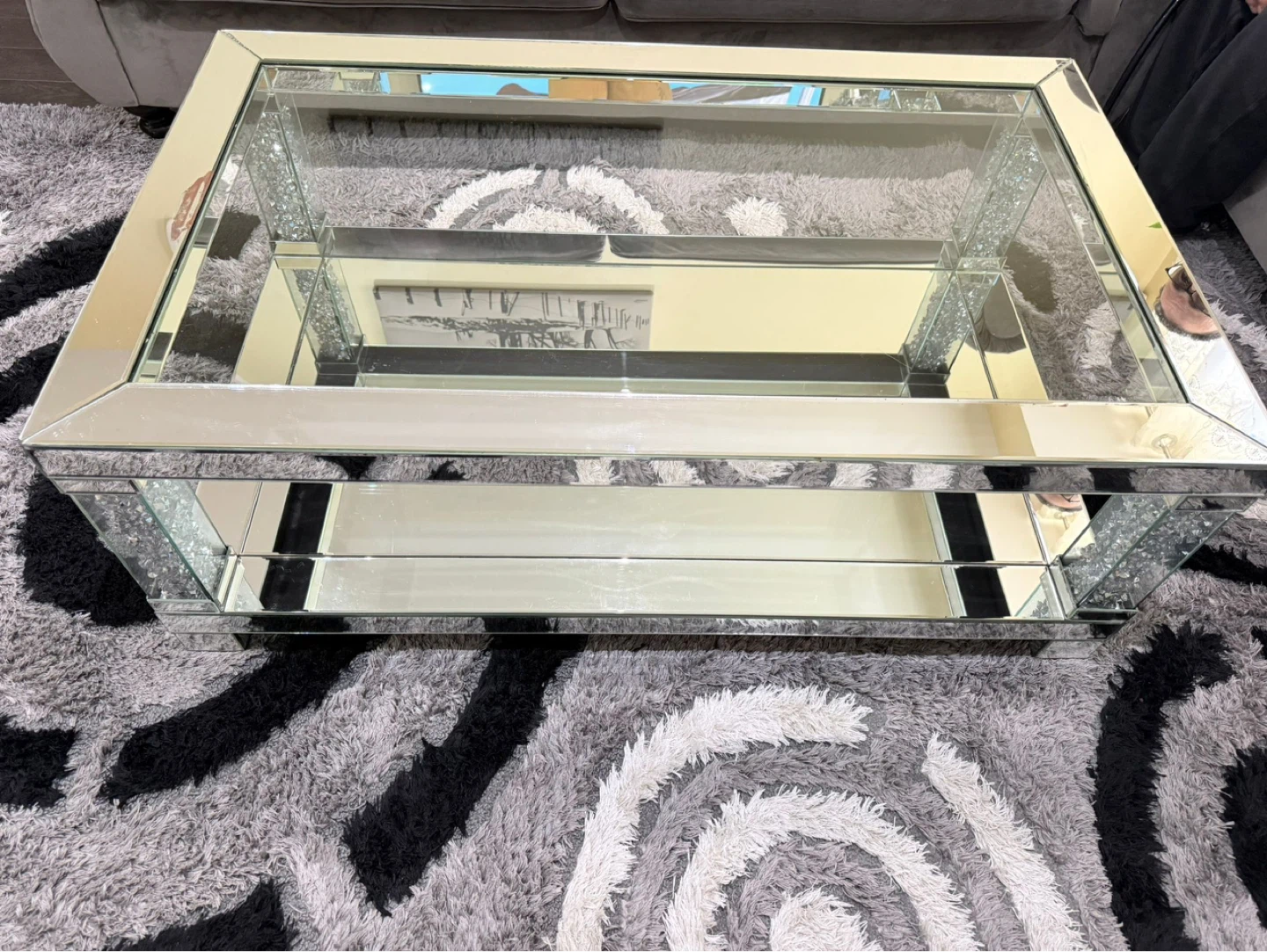 Mirrored Coffee Table with Crystal Accents - photo 5