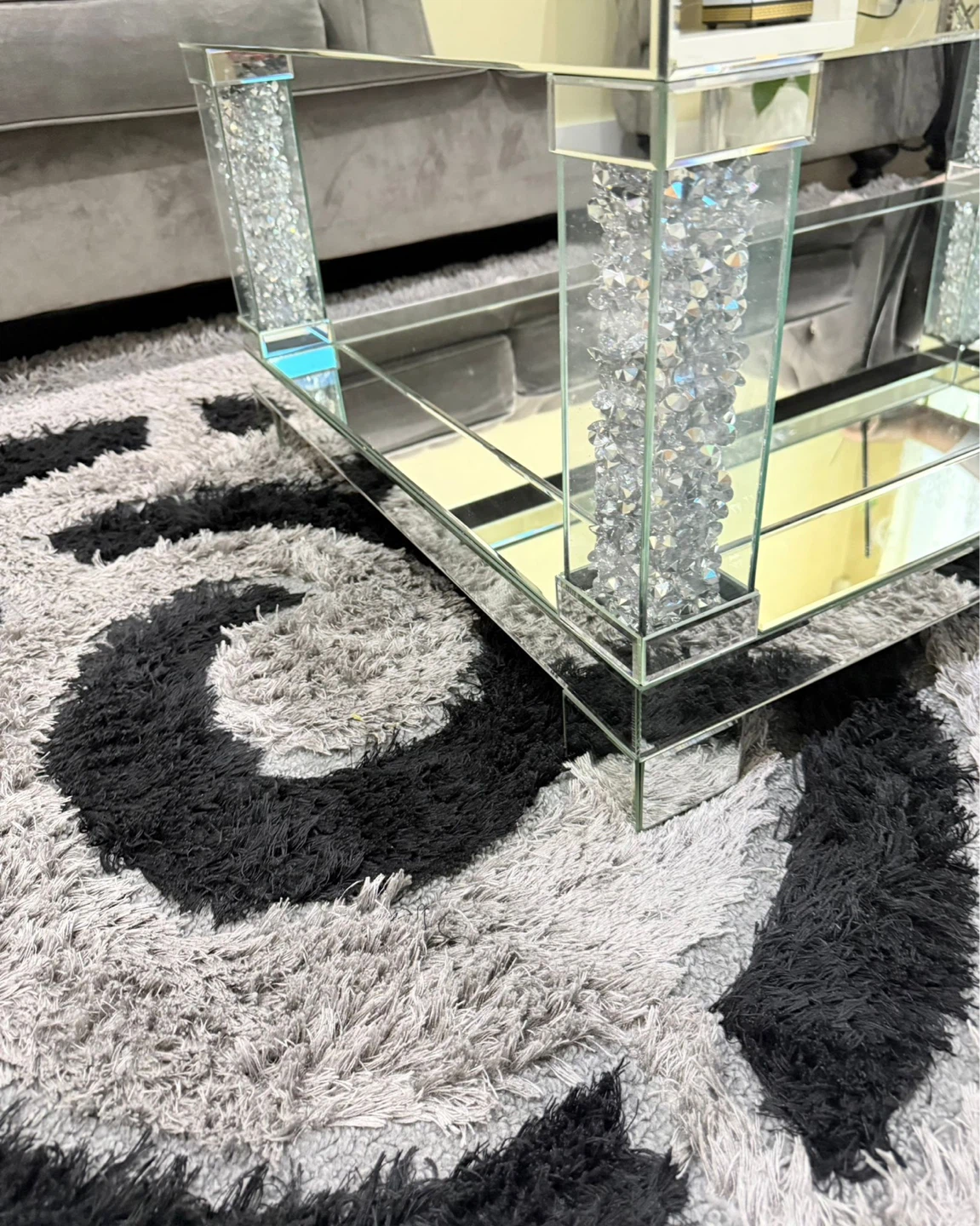 Mirrored Coffee Table with Crystal Accents - photo 4