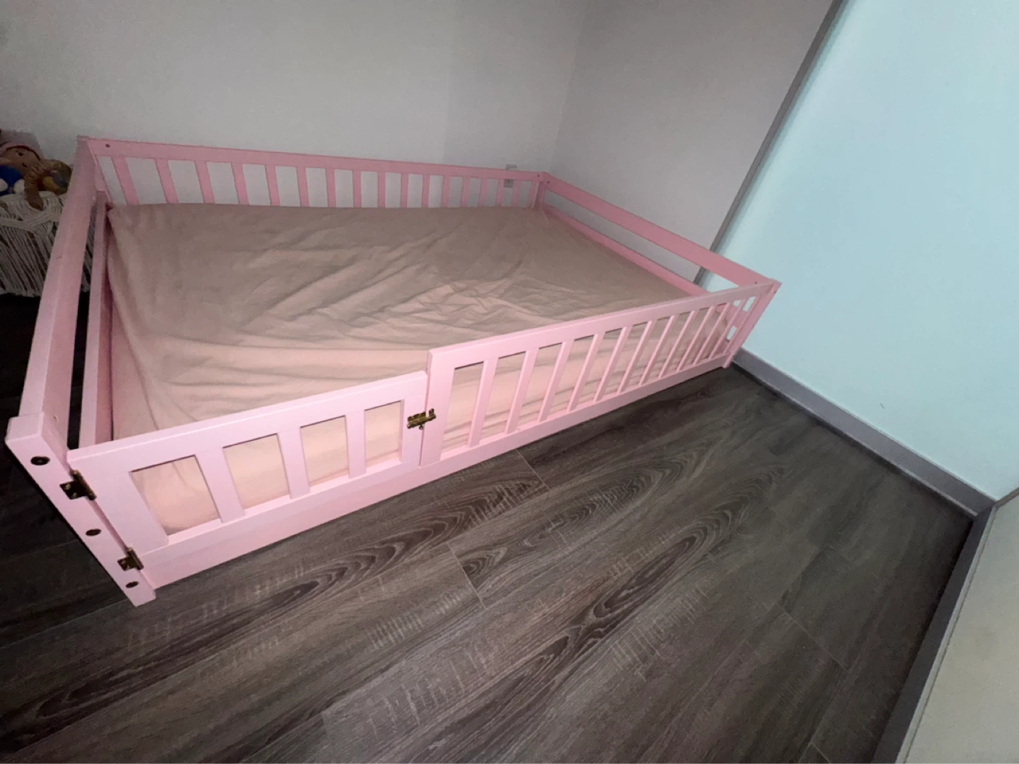Pink Montessori Toddler Bed with Mattress and Gate - photo 2
