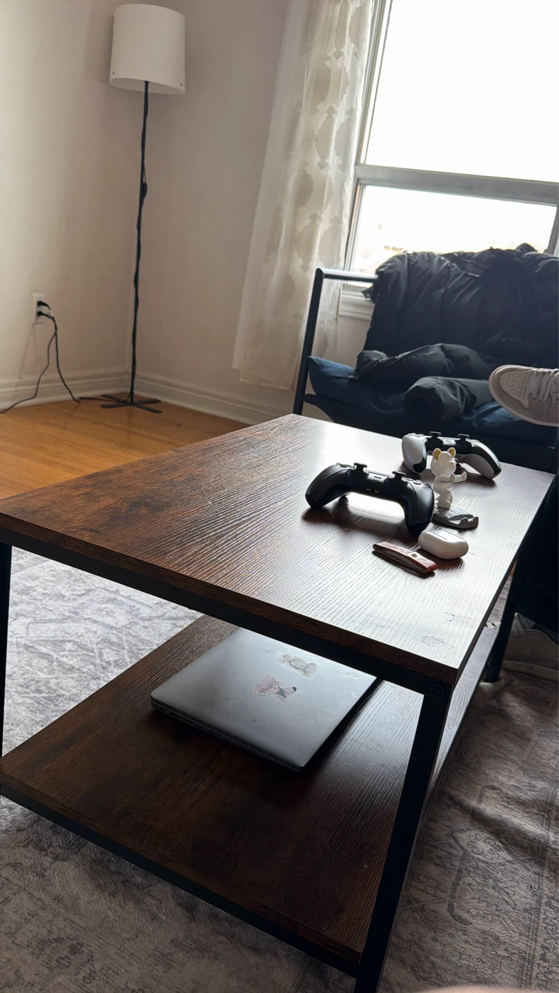 Rustic Brown Coffee Table with Lower Shelf
