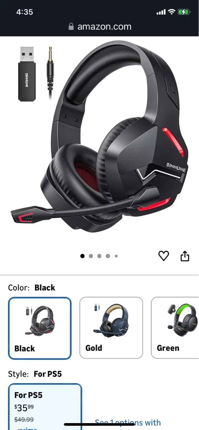 BINNUNE Wireless Gaming Headset for PS5 PC