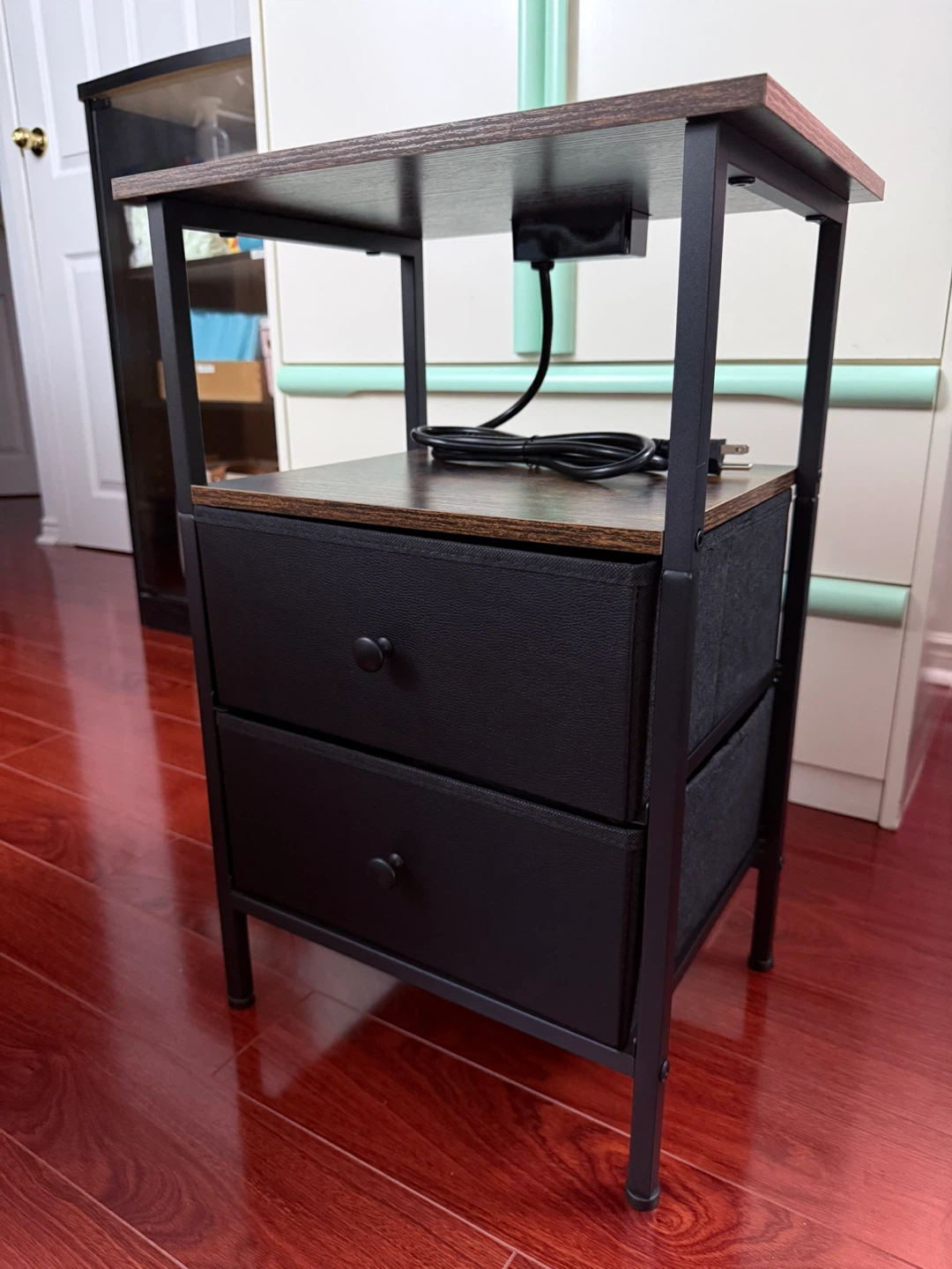 Side table/ Nightstand with 2 Drawers and Built in Power Outlet - photo 4