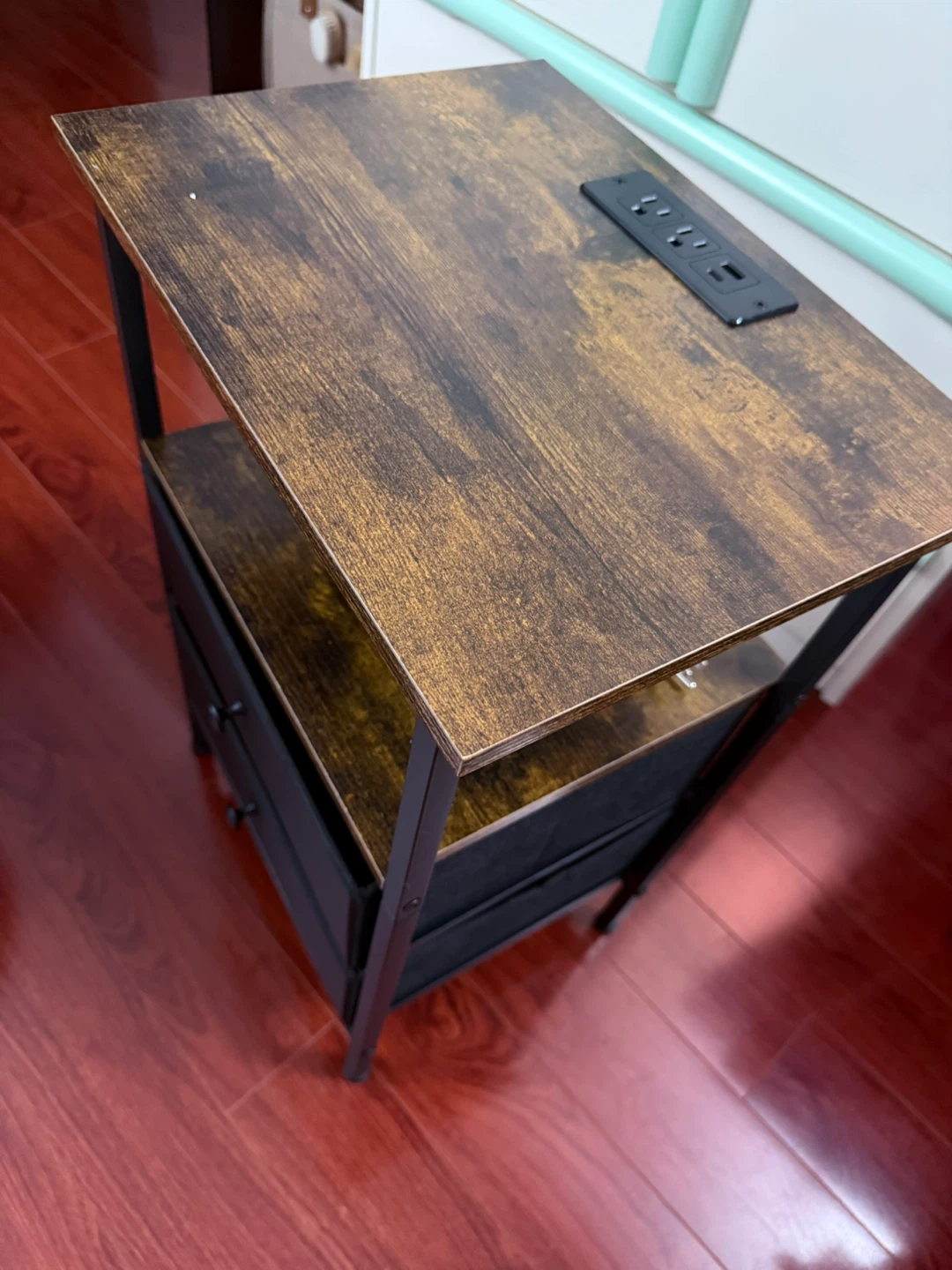Side table/ Nightstand with 2 Drawers and Built in Power Outlet - photo 5
