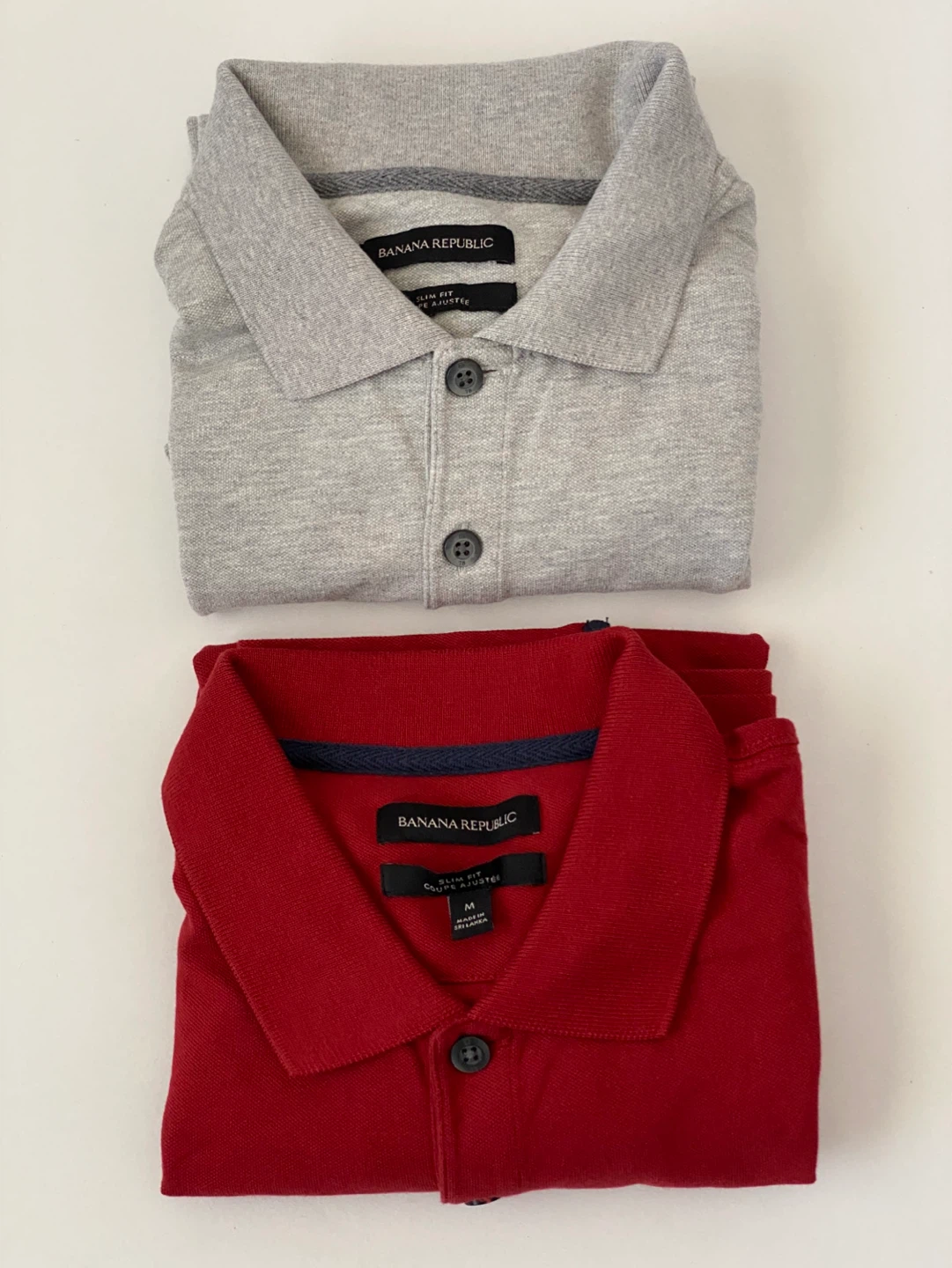 Banana Republic Slim Fit Polo Shirts (2) - Red & Grey - Size M