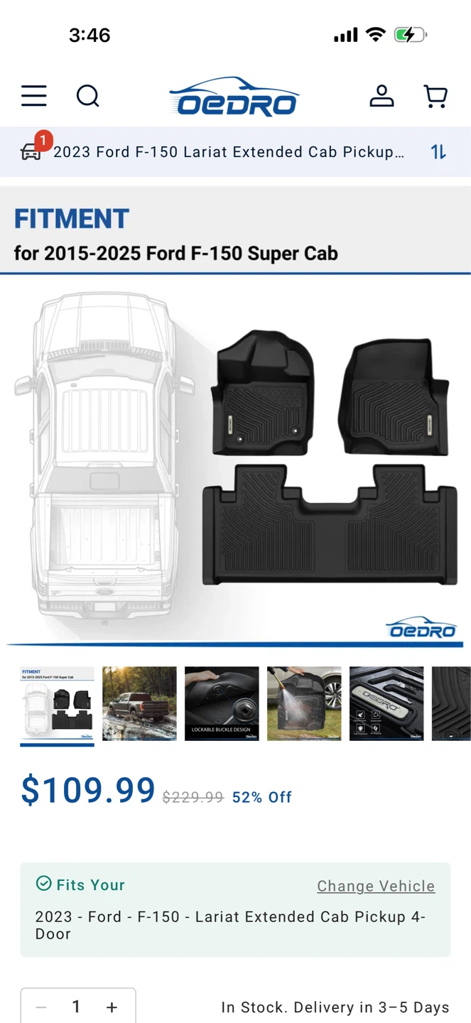 New Ford F150 Super Cab 15-25 All Weather Floor Liners - photo 4