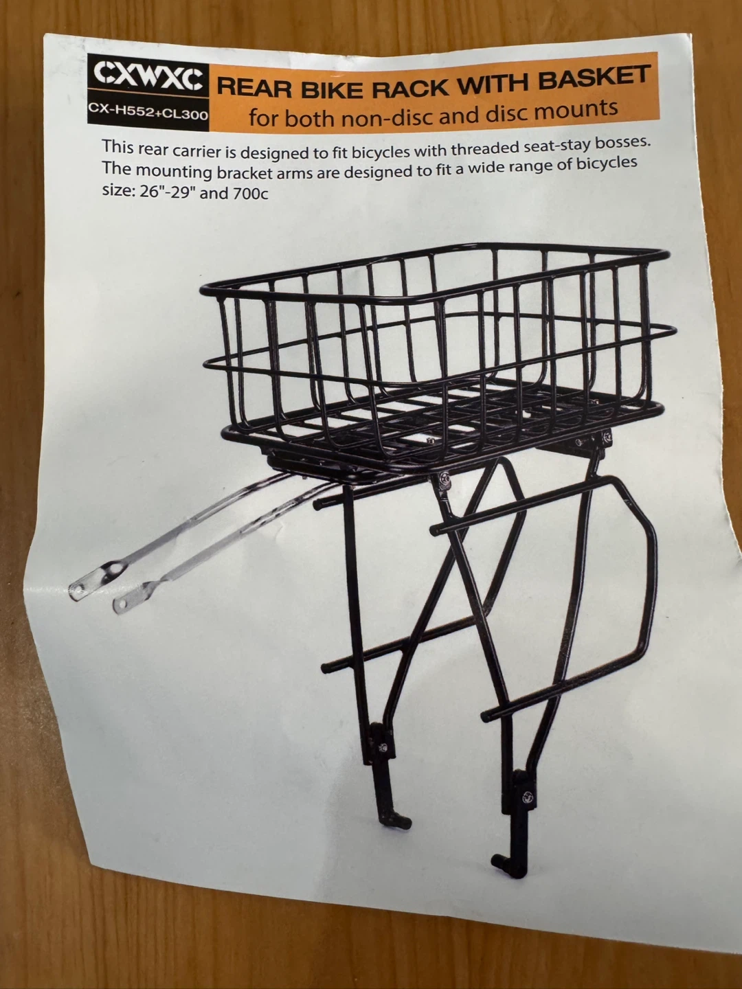 CXWXC Rear Bike Rack with Basket