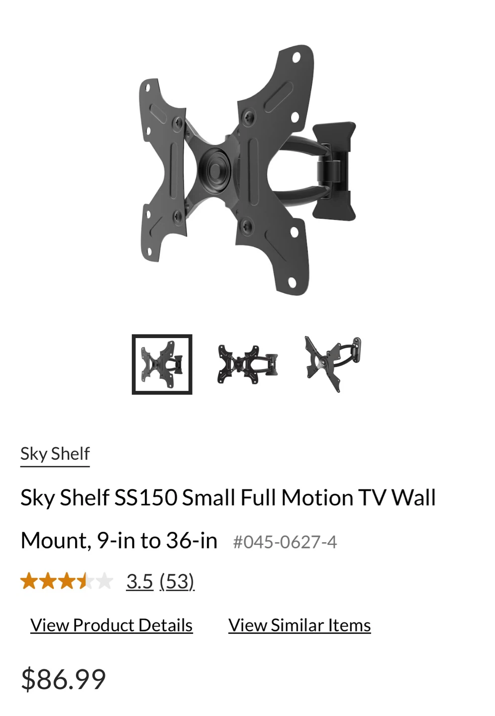 FREE Sky Shelf Full Motion TV Wall Mount 9-in to 36-in