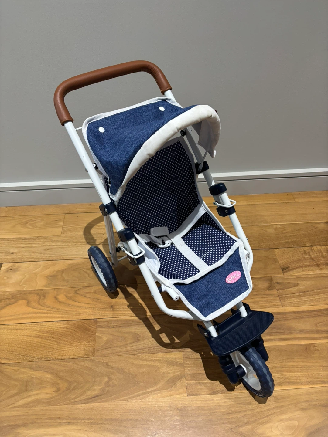Götz Doll Stroller – Blue Polka Dot & Denim Design - photo 5