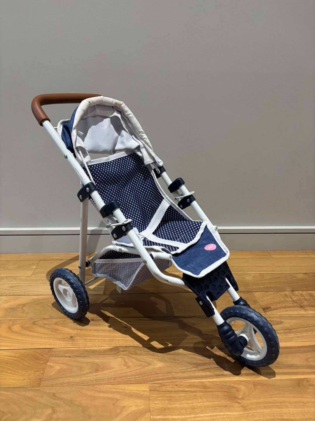 Götz Doll Stroller – Blue Polka Dot & Denim Design - photo 2