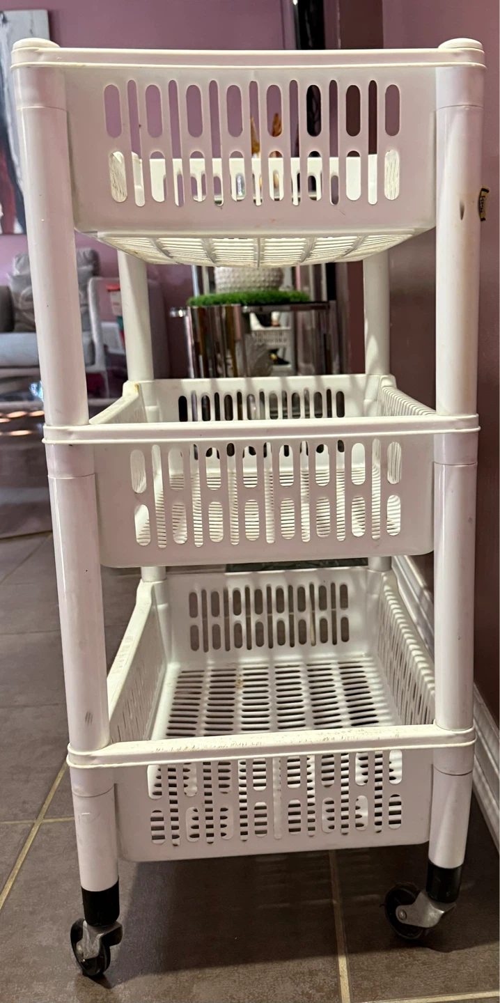 White 3-Tier Rolling Storage Cart - photo 2