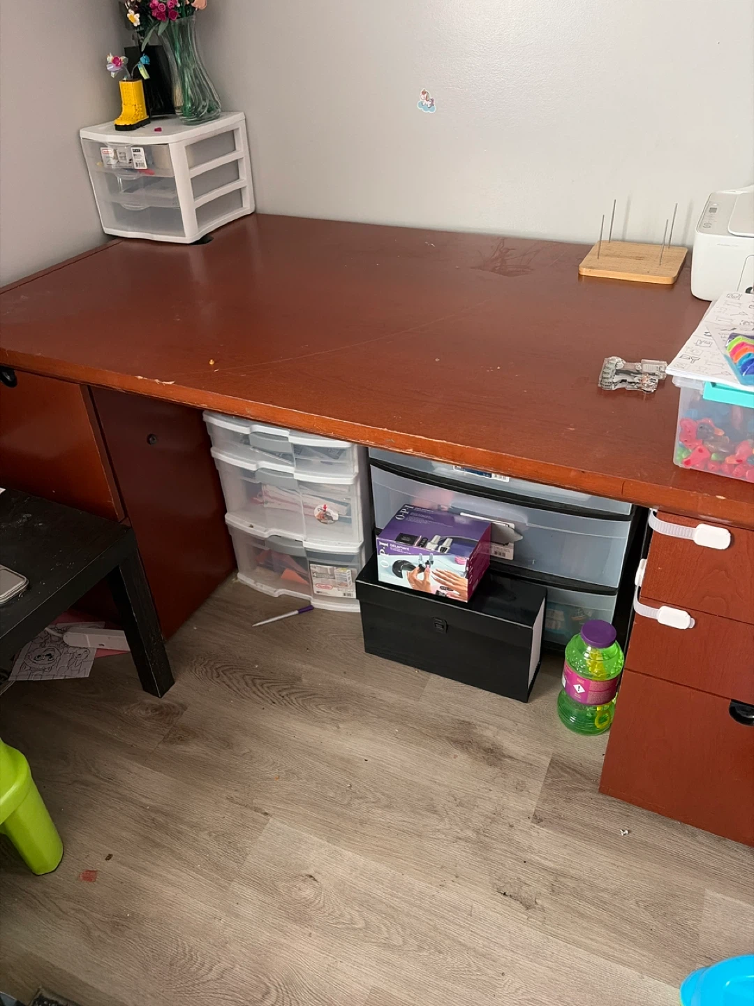 Wooden Desk with Storage Drawers