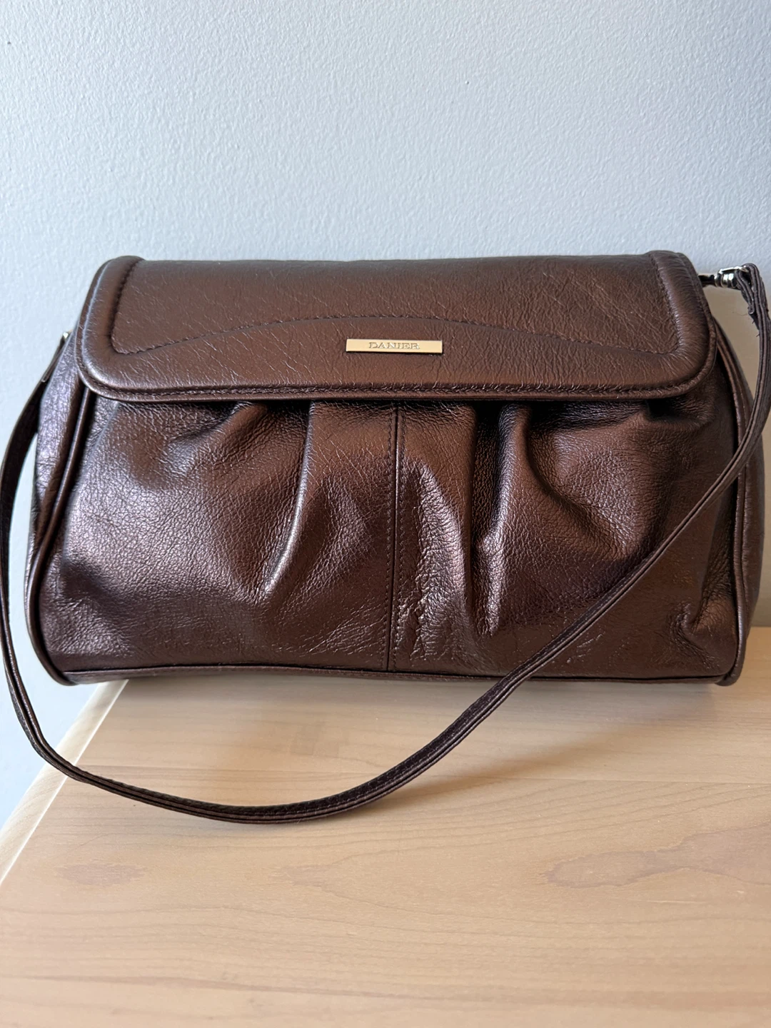 Danier Metallic Brown Leather Shoulder Bag