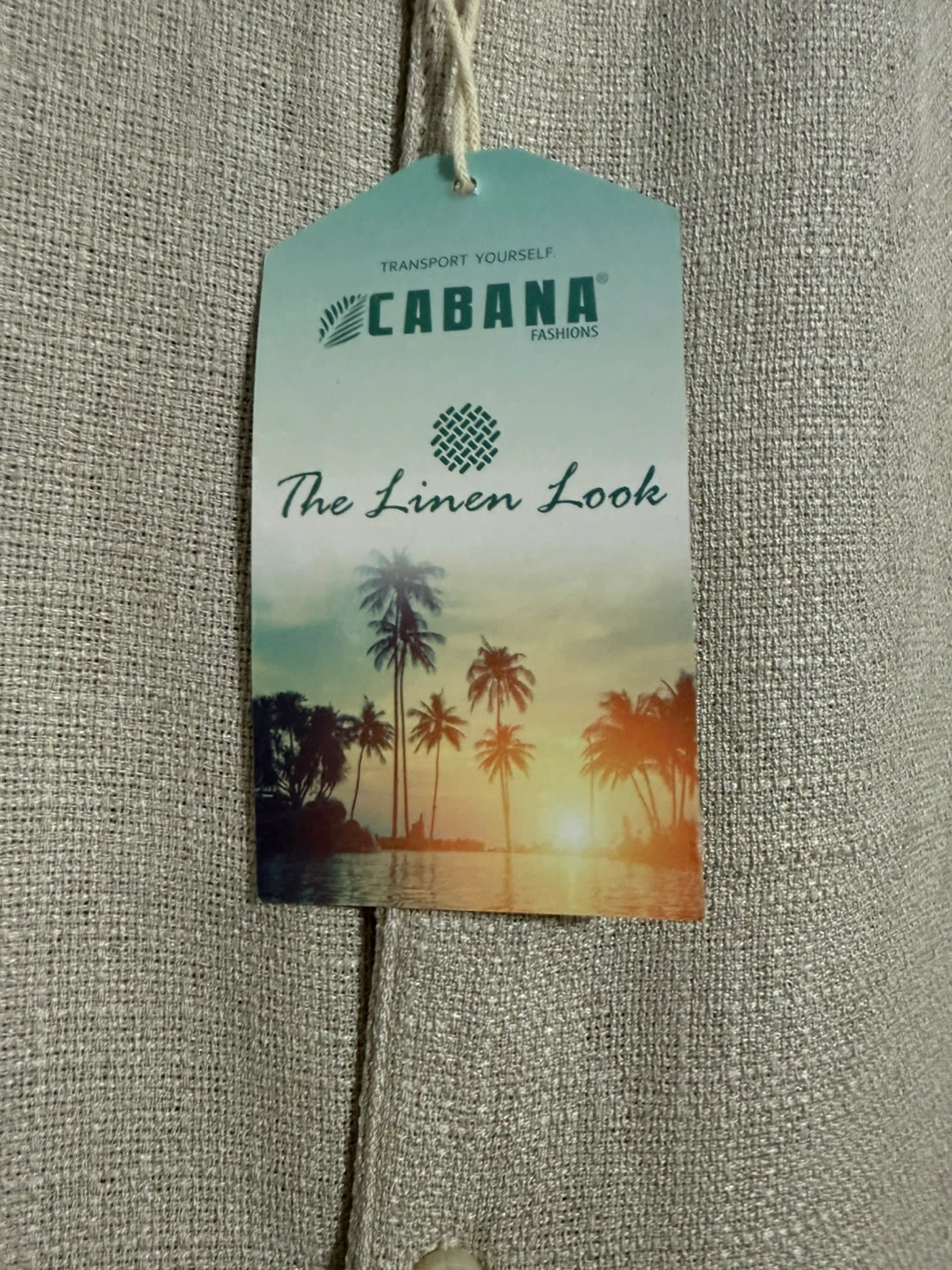 Cabana Fashions Linen Look Short Sleeve Button-Up Shirt XL Stone - photo 3