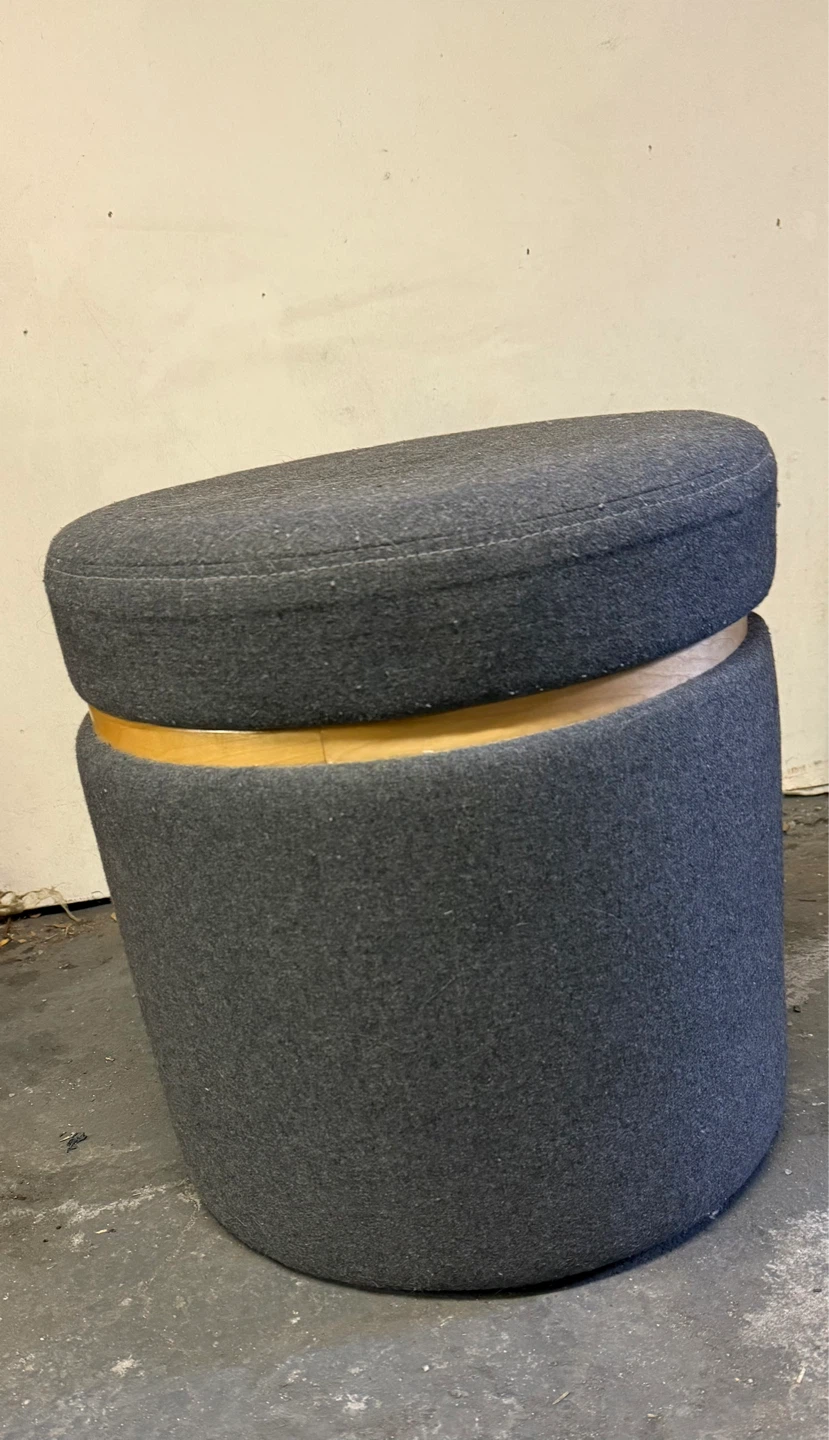 Gray Round Storage Ottoman