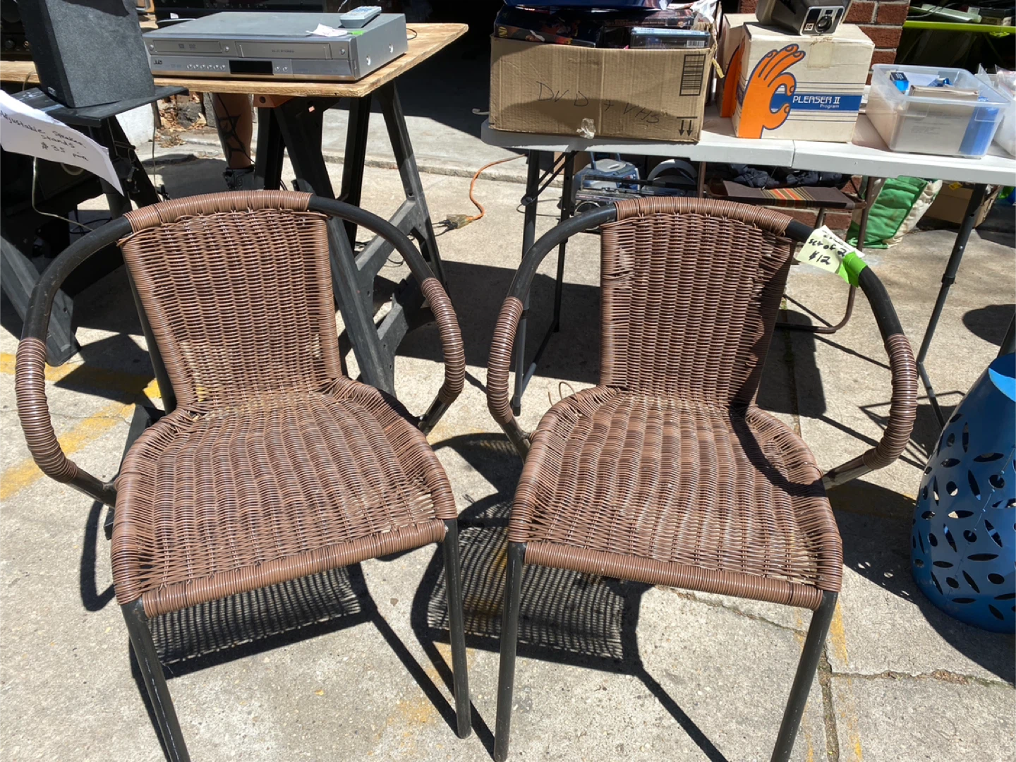 Outdoor Woven Arm Chairs - Set of 2